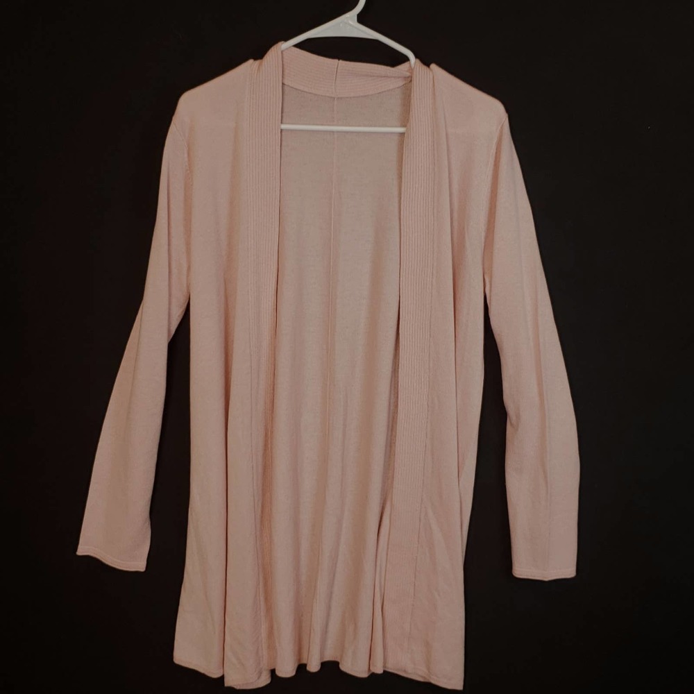 Pink Long Open Front Cardigan sweater